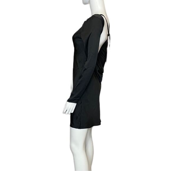 Bardot River Bias Open Back Long Sleeve Dress Black Women’s Sz 4 - Picture 3 of 7